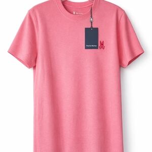 Psycho Bunny Men’s Pink Crewneck Short Sleeve Tee with Embroidered Logo